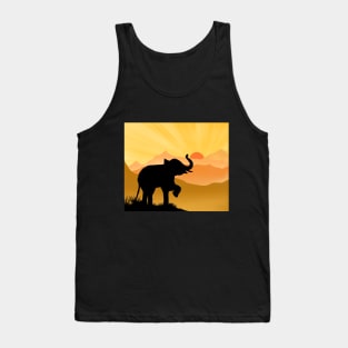 Classic elephant on top of mountain sunrise time Tank Top